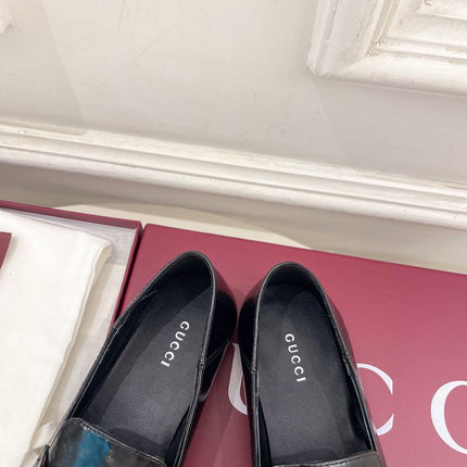 GUCCI 26S LOAFERS MM IN BLACK CALFSKIN WITH SILVER HARDWARE