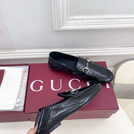 GUCCI 26S LOAFERS MM IN BLACK CALFSKIN WITH SILVER HARDWARE
