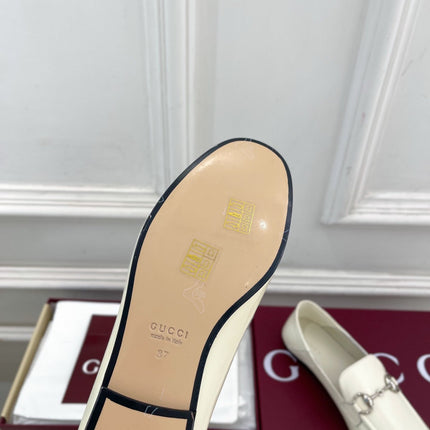 GUCCI 26S LOAFERS MM IN CREAM WHITE CALFSKIN WITH SILVER HARDWARE