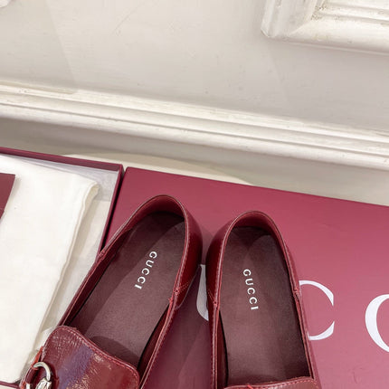 GUCCI 26S LOAFERS MM IN DARK RED CALFSKIN WITH SILVER HARDWARE