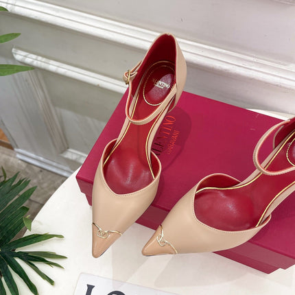 VALENTINO 26S ANKLE-STRA PUMPS 85 MM BEIGE CALFSKIN