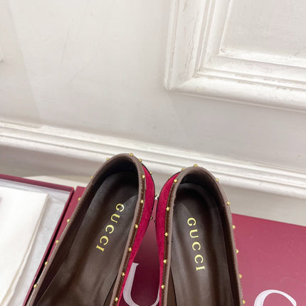 GUCCI 26S HIGH HEELS 75 MM IN DARK RED VELVET GG LOGO PATTERN