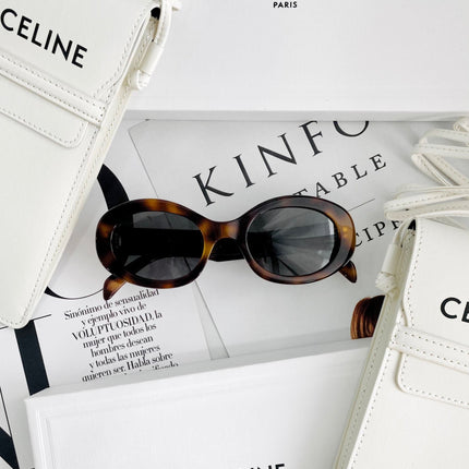 Celine Triomphe Oval Sunglasses Brown
