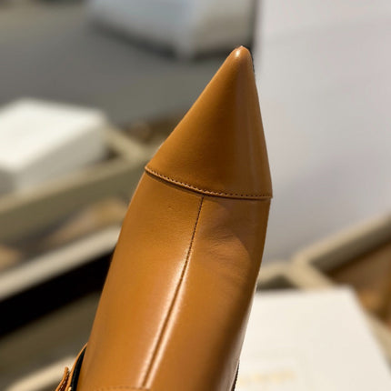 BALMAIN 26S STILETTO HEEL BOOTS 95 MM IN BROWN CALFSKIN